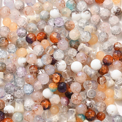 Mixed Glass Beads – Round 8–10mm, Earthy Tones