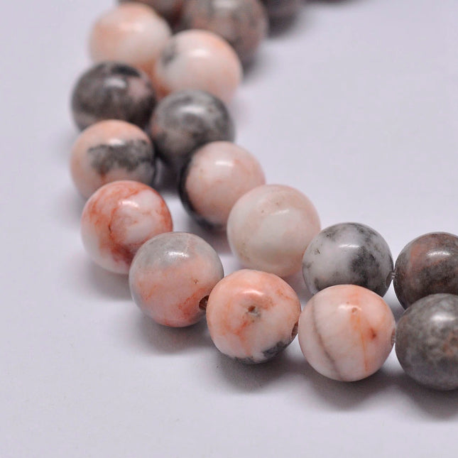 Natural Pink Zebra Jasper Round Beads – 8.5–9mm Gemstone Bead Strand, 46pcs