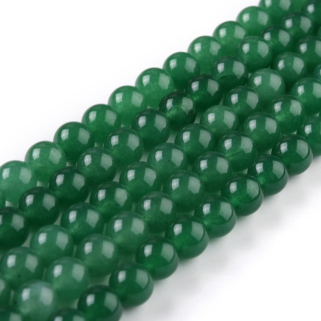 8mm Green Dyed White Jade Round Beads – 49pcs Gemstone Strand for Bracelets & Jewelry Making