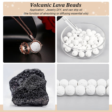 Synthetic Lava Rock Beads Strand – Dyed White, 8–8.5mm Round