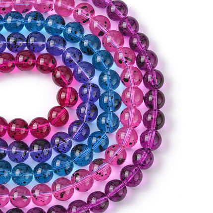 Glass Beads Strands – Spray Painted Round Beads, Mixed Colors for DIY Jewelry Making