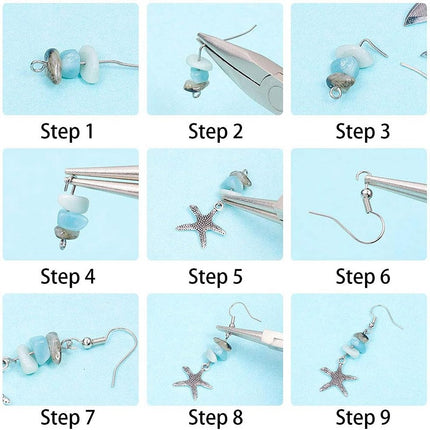 DIY Ocean Theme Earring Kit – Amazonite, Synthetic Turquoise, Glass Beads, Alloy Pendants & Brass Hooks