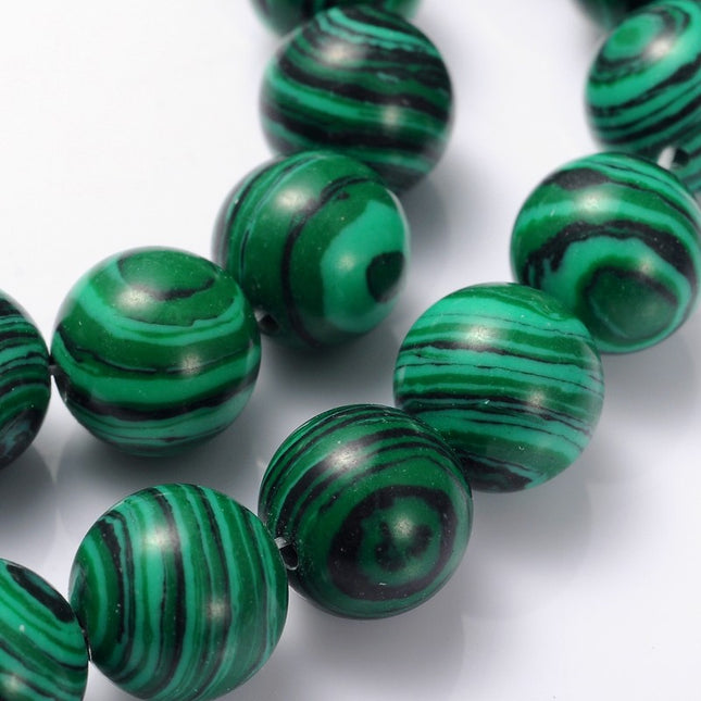 Imitation Malachite Gemstone Beads Strand – Dyed Round 10mm