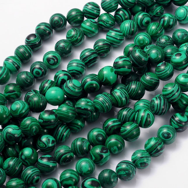Imitation Malachite Gemstone Beads Strand – Dyed Round 10mm