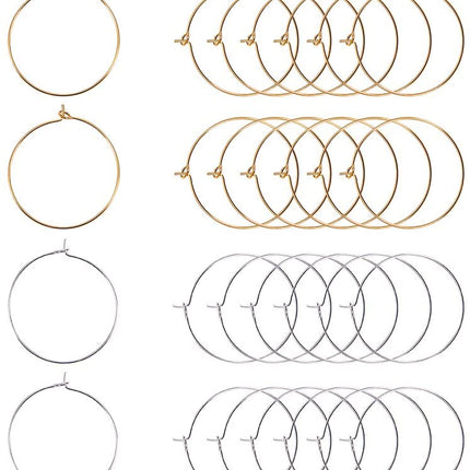 Brass Wine Glass Charm Rings / Hoop Earring Bases – Mixed Colours, 30mm