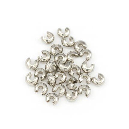 Silver Crimp Covers 5mm – Pack of 50 for Jewelry Finishing