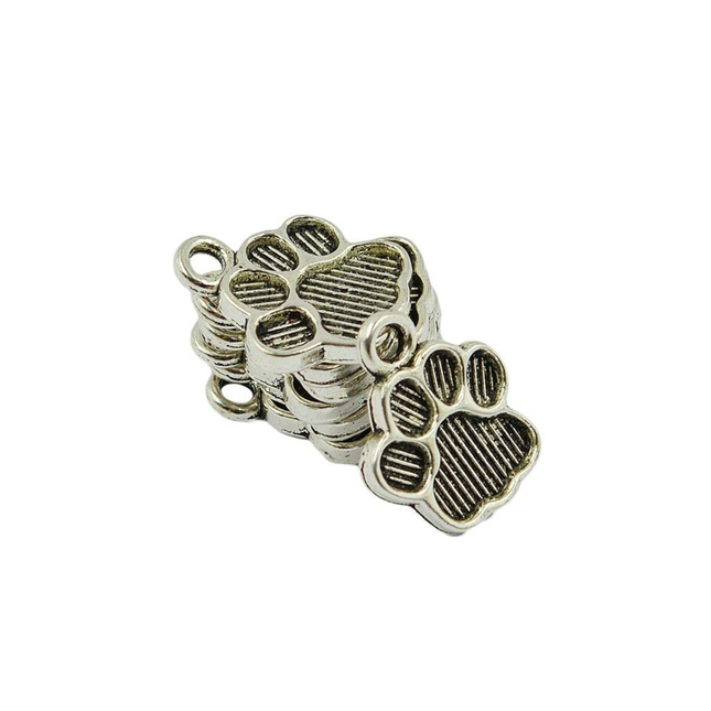 Mini Paw Print Charm – Silver Alloy, 1.2cm x 1.5cm for Jewelry & Crafts