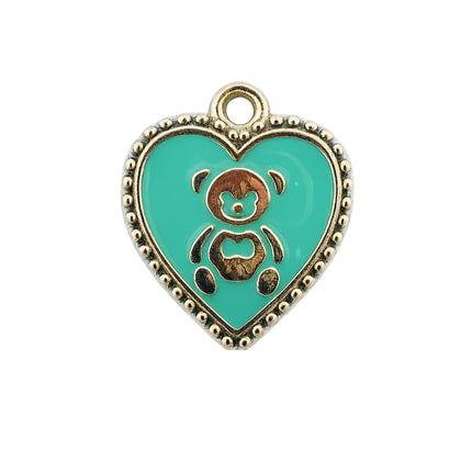 Heart-Shaped Bear Charm – Zinc Alloy Enamel Pendant