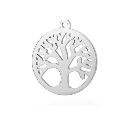 Tree of Life Pendants – Small Stainless Steel Charms (10mm, Pack of 10)