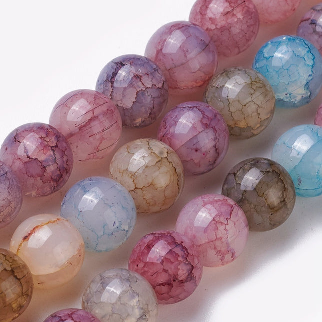 Crackle Glass Bead Strand – Round 8–8.5mm Mixed Colours
