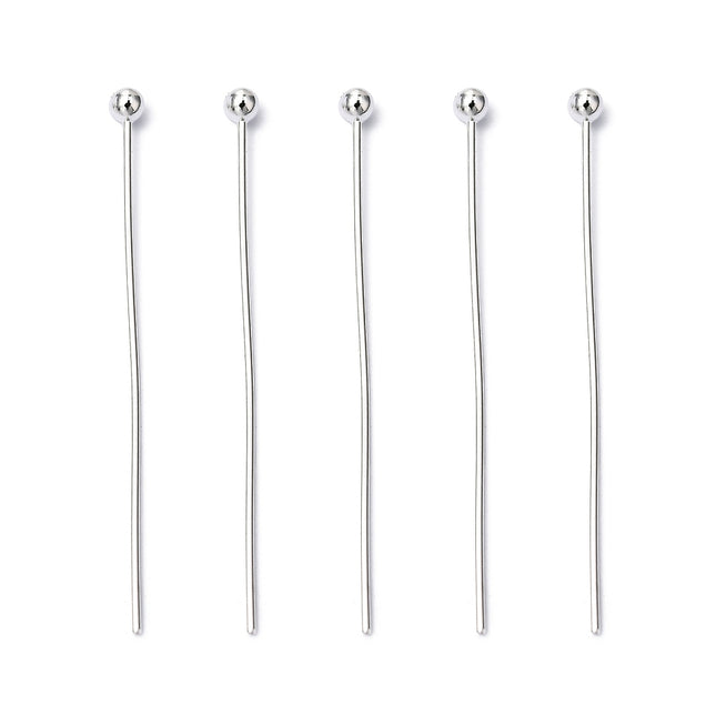 Iron Ball Head Pins Nickel-Free Silver 50×0.7mm — 2mm Head