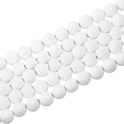 Synthetic Lava Rock Beads Strand – Dyed White, 8–8.5mm Round