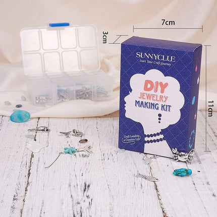 DIY Ocean Theme Earring Kit – Amazonite, Synthetic Turquoise, Glass Beads, Alloy Pendants & Brass Hooks
