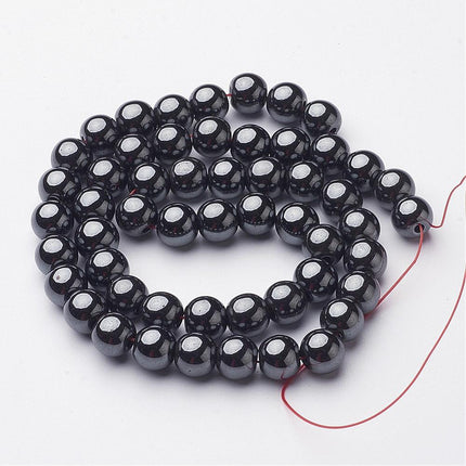 AAA Non‑Magnetic Synthetic Hematite Beads Strand – 8mm Round, Black