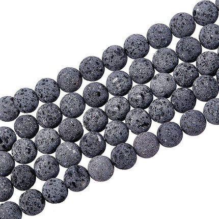 Unwaxed Natural Lava Rock Beads – 8mm Round, ±48pcs Strand