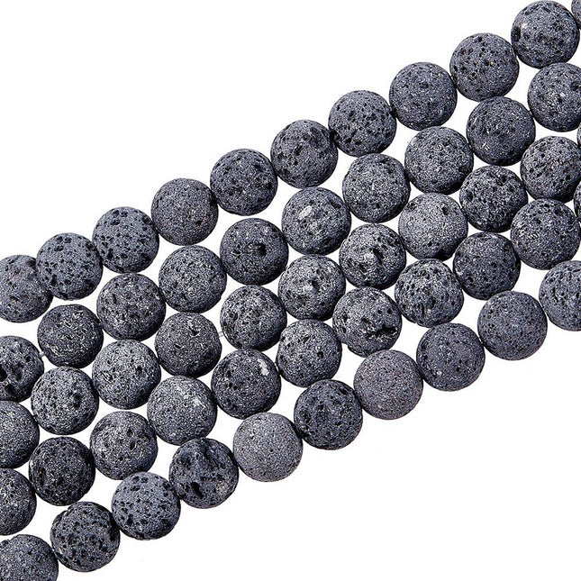 Unwaxed Natural Lava Rock Beads – 8mm Round, ±48pcs Strand