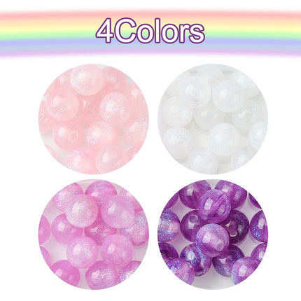 Round Imitation Cat Eye Resin Beads with Glitter – 8mm, 4 Colours, Mixed Purple & Pink Tones, Boxed Set