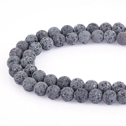 Unwaxed Natural Lava Rock Beads – 8mm Round, ±48pcs Strand