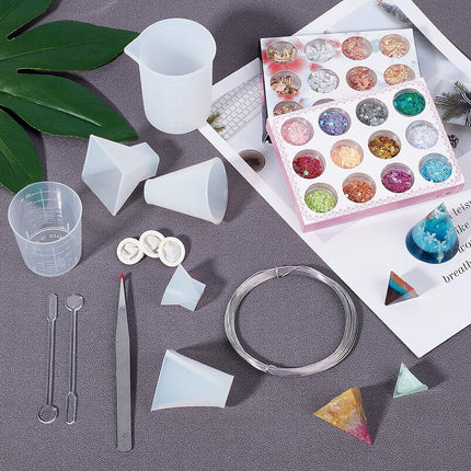 DIY Resin Craft Kit – Silicone Molds, Glitter Powder, Gold & Silver Foil, Tools Set