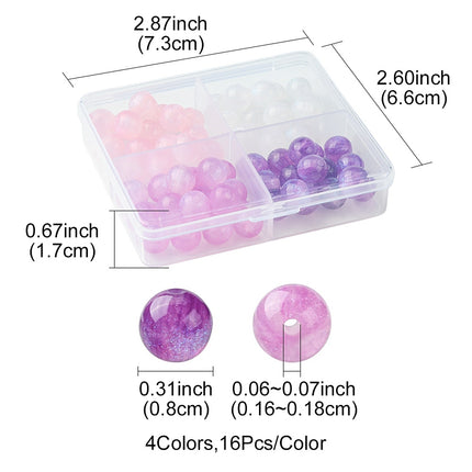 Round Imitation Cat Eye Resin Beads with Glitter – 8mm, 4 Colours, Mixed Purple & Pink Tones, Boxed Set