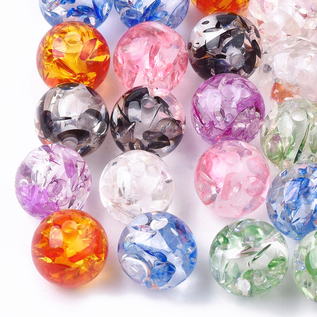 Resin Beads – Imitation Amber Round Beads, Mixed Colours, 10 mm (50 pcs)