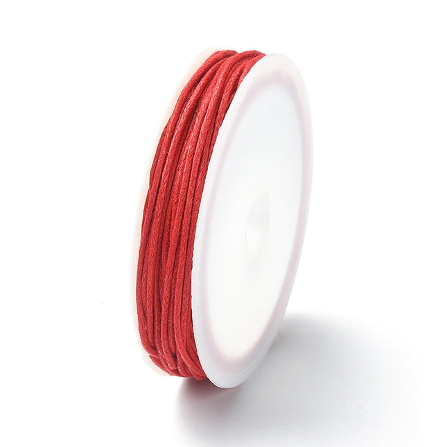 Waxed Cotton Cord – Multi‑Ply Round Macramé String, 1 mm, Red (6.8 m Roll)