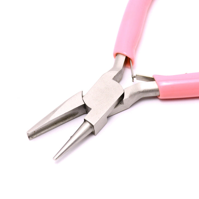 45# Carbon Steel Round Concave Pliers – Jewelry Making Tool with Pink Handle