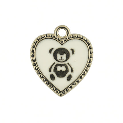 Heart-Shaped Bear Charm – Zinc Alloy Enamel Pendant