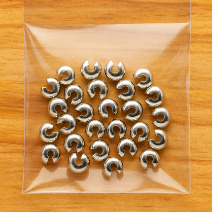 Silver Crimp Covers 5mm – Pack of 50 for Jewelry Finishing