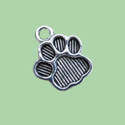 Mini Paw Print Charm – Silver Alloy, 1.2cm x 1.5cm for Jewelry & Crafts