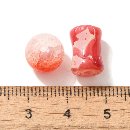 Crimson Glass Beads – Round 8–10mm, Mixed Styles