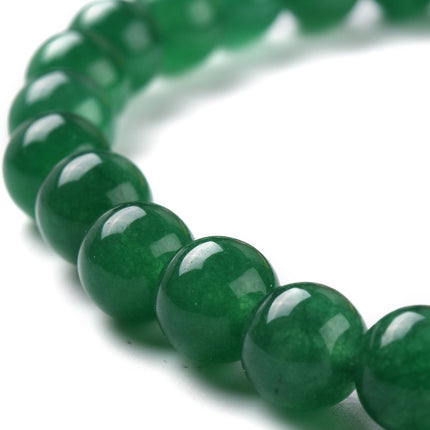 8mm Green Dyed White Jade Round Beads – 49pcs Gemstone Strand for Bracelets & Jewelry Making
