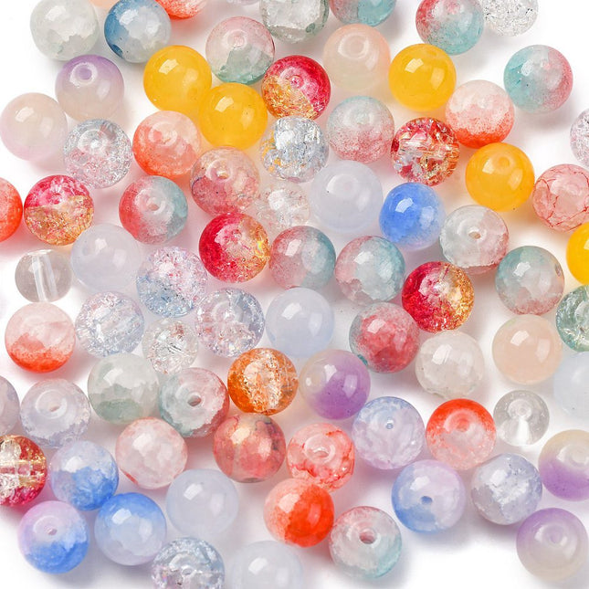 Bright Mixed Glass Beads – Round 8–10mm, Assorted Colors
