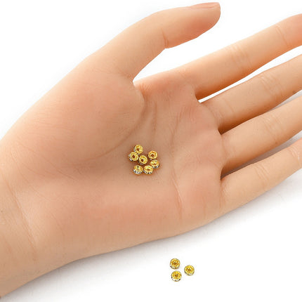 Brass Rhinestone Spacer Beads – Grade A Rondelle with Straight Flange, Crystal Golden Finish