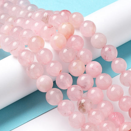 Natural Rose Quartz Dyed Beads Strands, Round, 8~8.5mm, Hole: 1mm, about 47pcs/strand