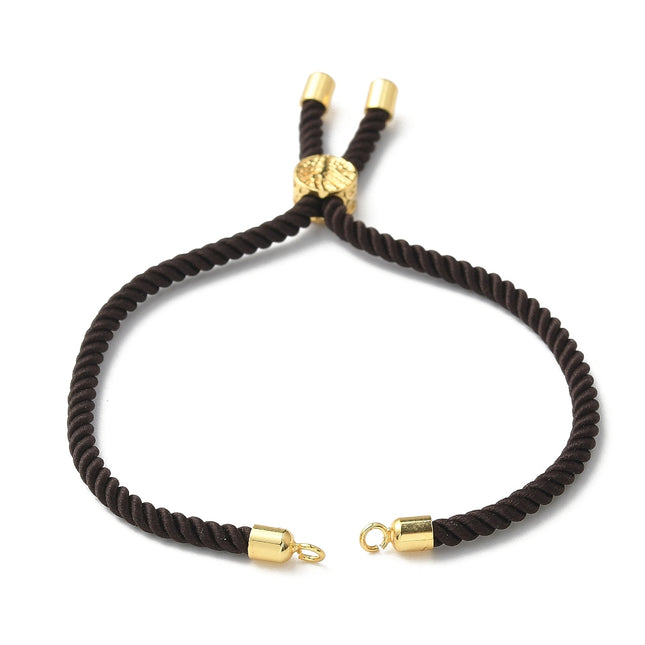 Cotton Cord Bracelet with Brass Tree of Life Charm – Real 18K Gold Plated