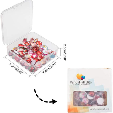 Flatback Glass Cabochons – 12mm Dome, Heart Pattern, Mixed Colours, DIY Craft Embellishments (20pcs)