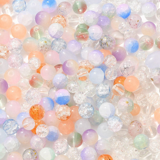 Mixed Glass Beads – Round 8–10mm, Assorted Colors