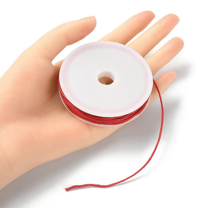 Waxed Cotton Cord – Multi‑Ply Round Macramé String, 1 mm, Red (6.8 m Roll)