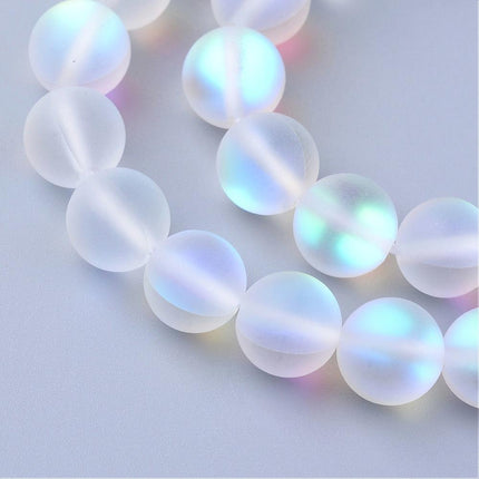 Synthetic Moonstone Beads Strand 8mm Holographic Frosted 45–47pcs