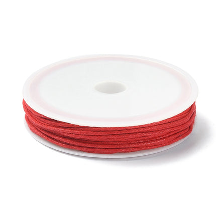 Waxed Cotton Cord – Multi‑Ply Round Macramé String, 1 mm, Red (6.8 m Roll)
