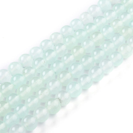Pale Turquoise Jade Beads – 8mm Round Dyed White Jade Strand, for Jewelry Making