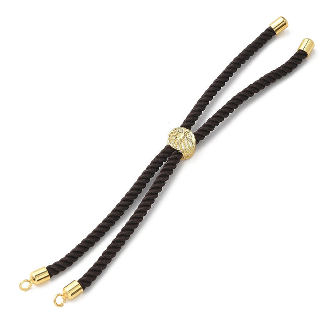 Cotton Cord Bracelet with Brass Tree of Life Charm – Real 18K Gold Plated