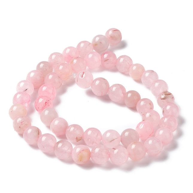 Natural Rose Quartz Dyed Beads Strands, Round, 8~8.5mm, Hole: 1mm, about 47pcs/strand