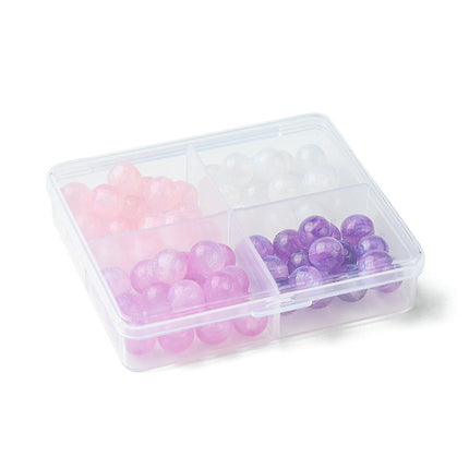 Round Imitation Cat Eye Resin Beads with Glitter – 8mm, 4 Colours, Mixed Purple & Pink Tones, Boxed Set
