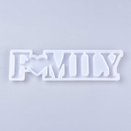 DIY Word Family Silicone Molds – Resin Casting Molds for UV/Epoxy Resin, White, 258×71×13mm