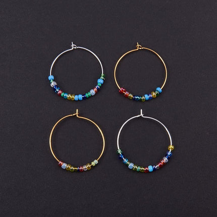 Brass Wine Glass Charm Rings / Hoop Earring Bases – Mixed Colours, 30mm