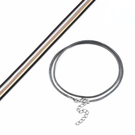 Waxed Cord Necklace Strands – Mixed Color with Platinum Iron Clasp & Extender Chain