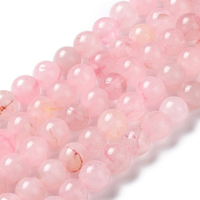 Natural Rose Quartz Dyed Beads Strands, Round, 8~8.5mm, Hole: 1mm, about 47pcs/strand