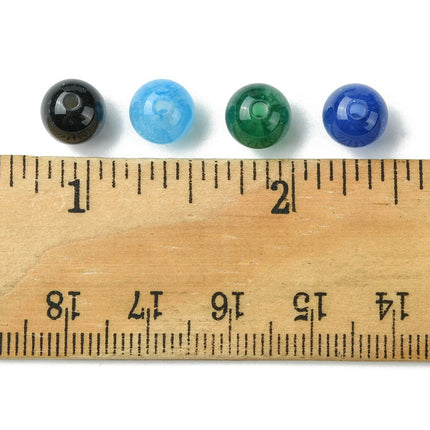 Imitation Cat Eye Resin Beads – 8mm Round, Glitter Mix, 4 Colors, 64pcs Box